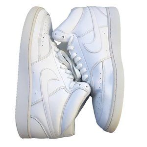 Nike Mens Court Vision Mid White Basketball Shoes Lace Up
